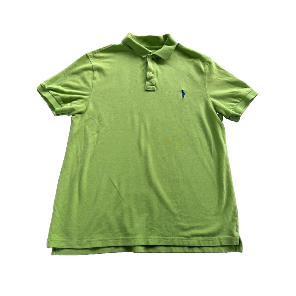 Vintage 90s J. Crew "Vintage Polo" Lime Green Lighthouse Knit Shirt Men's Large